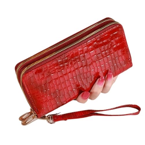 Schicke Vintage-Clutch mit zwei Schichten – Münzbörse mit Reißverschluss und Armband im Retro-Stil – modisches Damen-Accessoire mit sicherer Aufbewahrung Für den Abend, Feiertage(Red) von LXLAEOANG