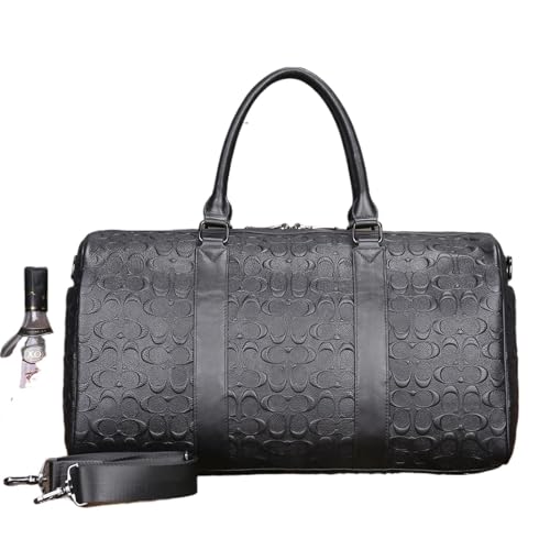 Schwarze Herren Leder Reisetasche Fitnesstasche wasserdichte Handtasche Top Layer Rindsleder Crossbody Single Shoulder Bag(Color 5) von LXLAEOANG