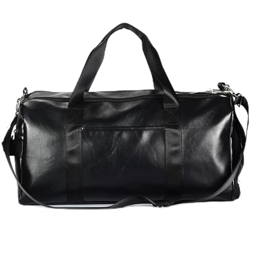 Sporttasche aus Leder, Schultertasche, Schuhfach, wasserdicht, for Reisen im Freien, große Kapazität, Sport, Fitness, Handtasche(Black) von LXLAEOANG