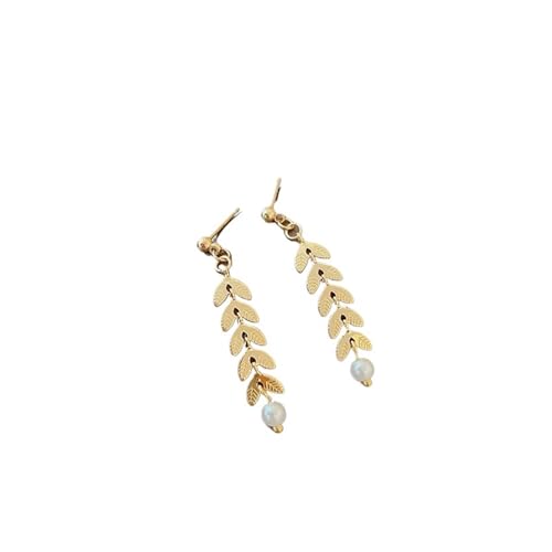 Tropfenohrringe for Frauen Romantische Weizenohrform Lange Quaste Ohrlinie Weiblicher Schmuck Damen(Gold 1) von LXLAEOANG