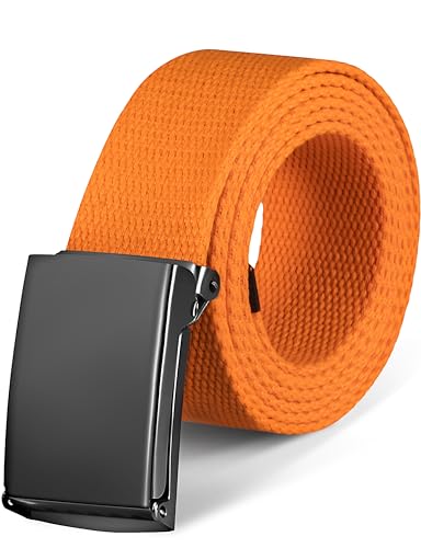 LXMY Gürtel Herren,Herren Gürtel Ohne Löcher,Stufenlos Verstellbar Canvas Stoff Gürtel Herren,Der Outdoor Business Arbeitsgürtel Passt überall Hin(Orange) von LXMY