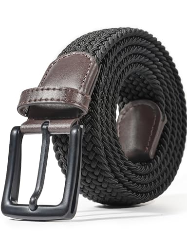 LXMY Gürtel Herren,Herren Gürtel Ohne Löcher,Stufenlos Verstellbar Elastischer Flechten Stoff Schwarz,Der Freizeit Jeans Business Woven Belt ArbeitsGürtel Passt überall Hin von LXMY
