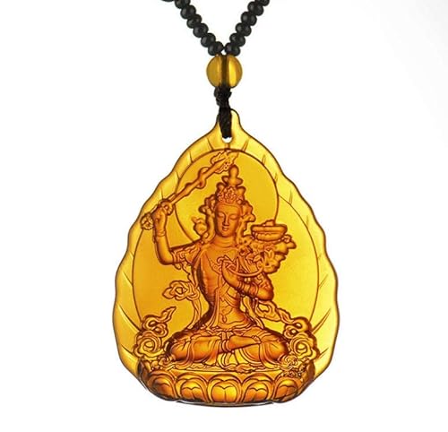 LXMYLI Tara Buddha glasierter Anhänger, Halskette, Kristallperlen, Apotheker, Buddha, Herz, Mantra, Amulett, Buddha-Kristall-Anhänger (Kette 65 cm) von LXMYLI