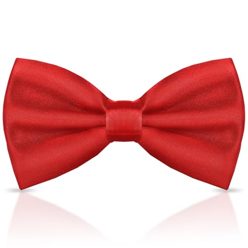 LXONTSG Fliege Herren Satin, Anzug Fliege Herren, Hochzeit Fliege Herren, Party Krawatte Fliege, Schmale Fliege Krawatte, Formale Krawatte Fliege, Herren Fliege mit Hakenverschluß Einstellbarem(Rot) von LXONTSG