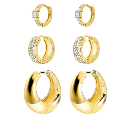 Gold Creolen Ohrringe, 3 Paar Gold Ohrringe Set, Gold Creolen Klein, Creolen Ohrringe, Ohrringe Gold Damen, Gold Hoop Ohrringe, Damen Ohrringe, Ohrringe Gold, Creolen Ohrring für Damen von LXONTSG