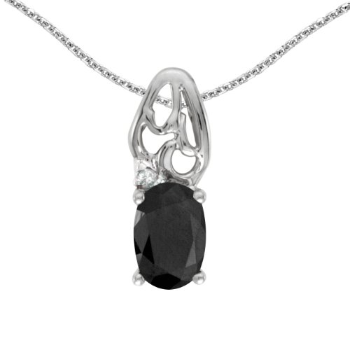 LXR 10k Weißgold Oval Onyx und Diamant Anhänger 0.39 ct von LXR