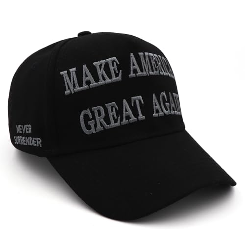 Trump Hat 45-47 MAGA Hat Make America Great Again Keep Donald Trump Slogan mit USA-Flaggen-Stickerei, verstellbare Baseballkappe, Maga Hat 45-47, Schwarz, 7-7.625 von LXRAINQI