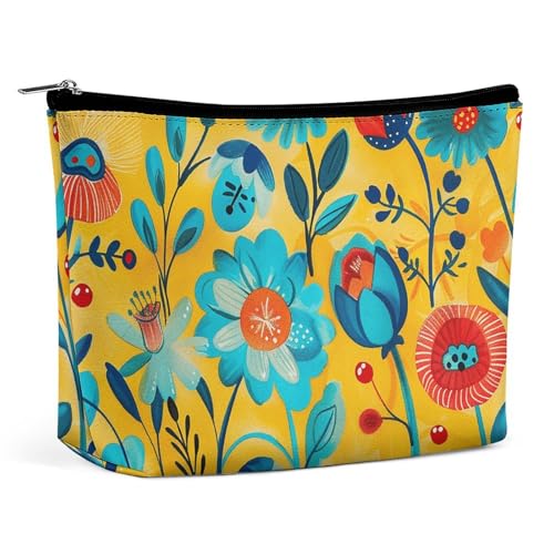LXTDPBK Kosmetiktasche, Reise-Make-up-Tasche, wasserdicht, Kulturbeutel, blau und braun, gemischt, Make-up-Organizer, tragbar, Kulturbeutel, große Kapazität, Reißverschlusstasche für Damen und Herren, von LXTDPBK