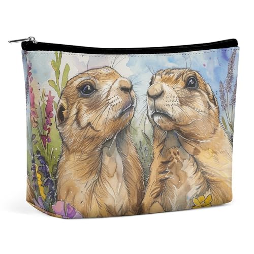 LXTDPBK Kosmetiktasche, Reise-Make-up-Tasche, wasserdicht, Kulturbeutel, zwei Präriehunde, Make-up-Organizer, tragbar, Kulturbeutel, große Kapazität, Reißverschlusstasche für Damen und Herren, Zwei von LXTDPBK