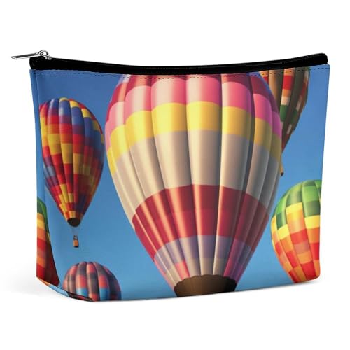 LXTDPBK Kosmetiktasche, Reise-Make-up-Tasche, wasserdicht, Sonnenblumen, Make-up-Organizer, tragbar, Kulturbeutel, große Kapazität, Reißverschlusstasche für Damen und Herren, Heißluftballons, von LXTDPBK