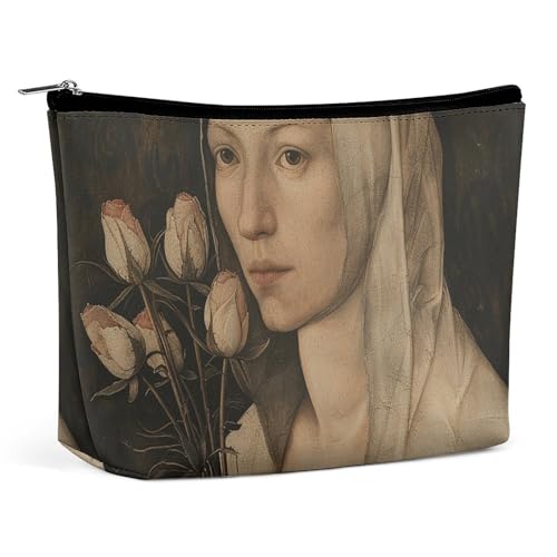 LXTDPBK Kosmetiktasche, Reise-Make-up-Tasche, wasserdicht, goldfarben, abstrakt, kariert, Make-up-Organizer, tragbar, Kulturbeutel, große Kapazität, Reißverschlusstasche für Damen und Herren, Frau mit LXTDPBK Kosmetiktasche, Reise-Make-up-Tasche, wasserdicht, goldfarben, abstrakt, kariert, Make-up-Organizer, tragbar, Kulturbeutel, große Kapazität, Reißverschlusstasche für Damen und Herren, Frau mit von LXTDPBK