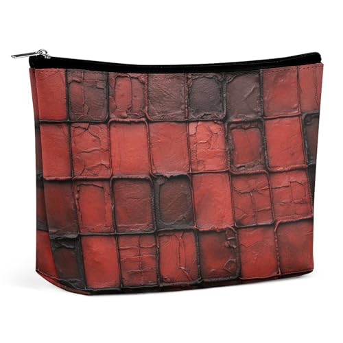 LXTDPBK Kosmetiktasche, Reise-Make-up-Tasche, wasserdicht, mit Hund im Feld, Make-up-Organizer, tragbar, Kulturbeutel, große Kapazität, Reißverschlusstasche für Damen und Herren, Mehrere rote von LXTDPBK