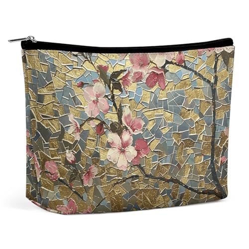LXTDPBK Kosmetiktasche, Reise-Make-up-Tasche, wasserdicht, mit Hund im Feld, Make-up-Organizer, tragbar, Kulturbeutel, große Kapazität, Reißverschlusstasche für Damen und Herren, blume, Einheitsgröße, von LXTDPBK