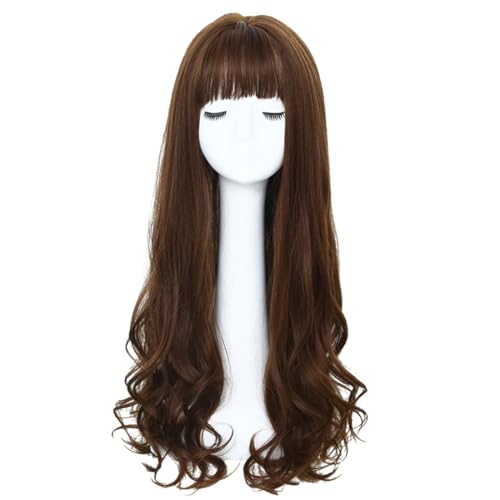 Clip-in-Haar-Topper, für Damen, mit dünner werdendem Haar, 59,9 cm lang, gelockt, mit flachem Pony, Dunkelbraun Clip-in-Haar-Topper, für Damen, mit dünner werdendem Haar, 59,9 cm lang, gelockt, mit flachem Pony, Dunkelbraun von LXUE