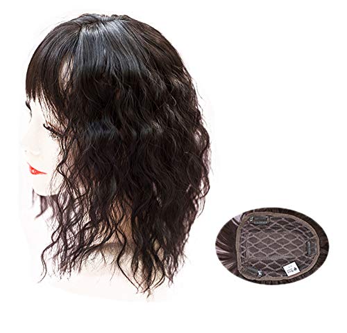 Clip-in-Haaraufsatz für Frauen mit dünner werdendem Haar, 12,7 x 12,7 cm, gewellte Locken, synthetische Krone, Perücke mit Pony, 35,6 cm, Hellbraun Clip-in-Haaraufsatz für Frauen mit dünner werdendem Haar, 12,7 x 12,7 cm, gewellte Locken, synthetische Krone, Perücke mit Pony, 35,6 cm, Hellbraun von LXUE