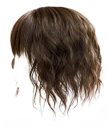 Lockiges Haarteil mit Pony für Damen, weiche synthetische Clip-in-Haarkrone für dünner werdendes Haar, 25,4 cm, Dunkelbraun von LXUE