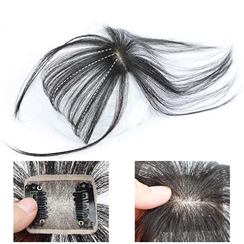 Echthaar-Mono-Aufsätze zum Anklipsen, unsichtbarer 3D-Pony, handgefertigt, für Frauen, Schwarz Echthaar-Mono-Aufsätze zum Anklipsen, unsichtbarer 3D-Pony, handgefertigt, für Frauen, Schwarz von LXUE