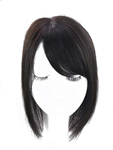 Hochdichter Echthaar-Topper mit natürlichem Teil für Frauen mit weißem oder dünner werdendem Haar, 30,5 cm (linker Teil) von LXUE