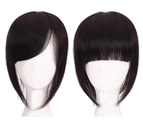 LXUE Echthaar-Topper mit Pony für Frauen mit dünner werdendem Haar, 30,5 cm, Clip-on-Haarteile, Kronen-Topper, natürliches Schwarz, mit seitlichem Pony LXUE Echthaar-Topper mit Pony für Frauen mit dünner werdendem Haar, 30,5 cm, Clip-on-Haarteile, Kronen-Topper, natürliches Schwarz, mit seitlichem Pony von LXUE