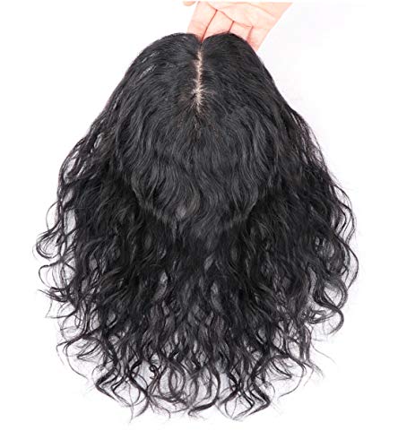 Lockiges Echthaar-Topper, Haarteil für Frauen, mit dünnem Haar oben, 12,7 x 14 cm, Seidenbasis, rechter Teil 30,5 cm, Dunkelbraun Lockiges Echthaar-Topper, Haarteil für Frauen, mit dünnem Haar oben, 12,7 x 14 cm, Seidenbasis, rechter Teil 30,5 cm, Dunkelbraun von LXUE