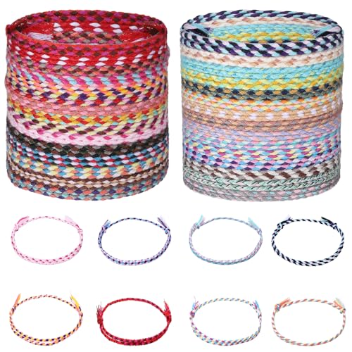 LXUEJIE 30 Stück Gewebte Freundschaftsarmbänder, Bunt Freundschaft Armbänder Verstellbar Surfer Wickelarmband Fußkettchen Dünn Geflochtenes Schnurarmbänder für Frauen Mädchen von LXUEJIE