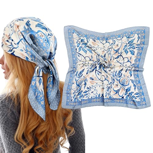 LXUEJIE Bandana Damen, 70x70cm Quadratisches Kopftuch Satin Kopftuch Große Schals Bandanas Kopftücher Halstuch Haarschmuck von LXUEJIE