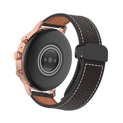 18mm Magnetisch Lederarmband für Fossil Gen 6 42mm/5E 42mm/Gen 4 Venture HR Armband, Elegante Leder Verstellbarer Ersatzarmband Kompatibel mit Fossil Women's Gen 6 42mm Uhrenarmband (Schwarz) von LXURY
