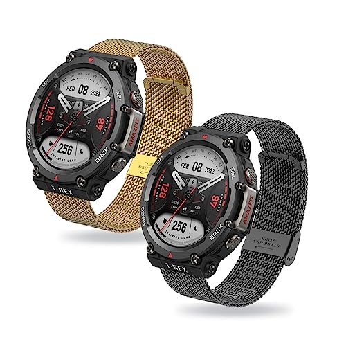 2-PCS Metall Armband Kompatibel mit Amazfit T-Rex 2/T-Rex/T-Rex Pro Armband Mesh Edelstahl Schnalle für Damen/Herren für Amazfit T-Rex 2/T-Rex Pro Band Ersatzarmband für Amazfit T-Rex 2 (5,T-Rex 2) 2-PCS Metall Armband Kompatibel mit Amazfit T-Rex 2/T-Rex/T-Rex Pro Armband Mesh Edelstahl Schnalle für Damen/Herren für Amazfit T-Rex 2/T-Rex Pro Band Ersatzarmband für Amazfit T-Rex 2 (5,T-Rex 2) von LXURY