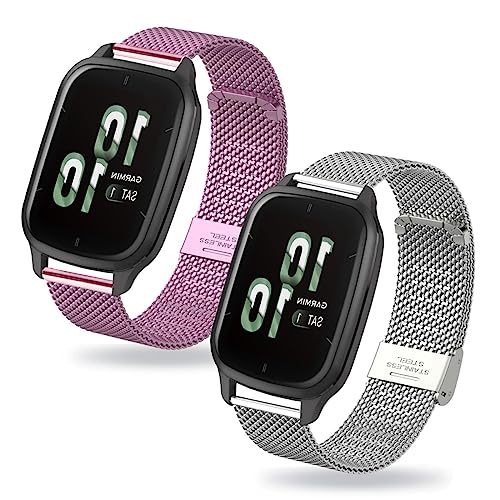 2-PCS Metall Armband Kompatibel mit Garmin Venu Sq 2/Sq 2 Music Armband Mesh Edelstahl Schnalle für Damen/Herren für Garmin Venu Sq 2/Sq 2 Music Band Ersatzarmband für Garmin Venu Sq 2 (5) von LXURY