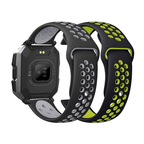 2 Stück Silikon Armbänder für C20 Smartwatch/Tank M1 Smartwatch Armband Einstellbar Weiches Atmungsaktiv Sport Ersatzarmband Kompatibel mit C20 Smartwatch/Tank M1 Uhrenarmband für Herren Damen (1) von LXURY