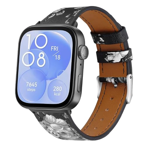 Armbänder Leder Uhrenarmband für Huawei Watch Fit 3 Leder Armband für Herren Damen, mit Metallschnalle aus Edelstahl Kompatibel mit Huawei Watch Fit 3 Uhrenarmband (7) von LXURY