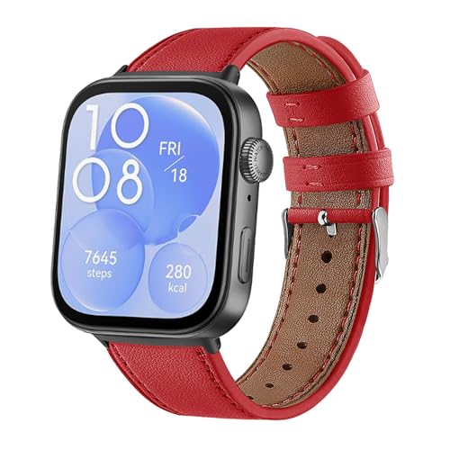 Armbänder Leder Uhrenarmband für Huawei Watch Fit 3 Leder Armband für Herren Damen, mit Metallschnalle aus Edelstahl Kompatibel mit Huawei Watch Fit 3 Uhrenarmband (8) von LXURY