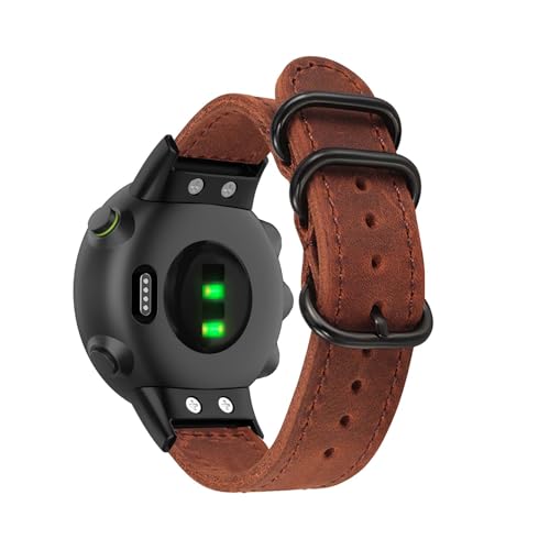 Armbänder für Garmin Forerunner 45/ 45S Armband, Vintage Leder mit Verstellbarer Edelstahl Metall Schnalle für Herren Damen Ersatzarmband Kompatibel mit Garmin Forerunner 45/ 45S Uhrenarmband (1) von LXURY