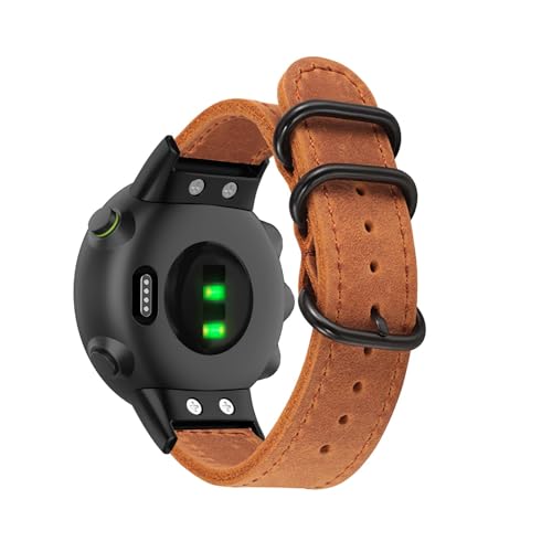 Armbänder für Garmin Forerunner 45/ 45S Armband, Vintage Leder mit Verstellbarer Edelstahl Metall Schnalle für Herren Damen Ersatzarmband Kompatibel mit Garmin Forerunner 45/ 45S Uhrenarmband (5) von LXURY