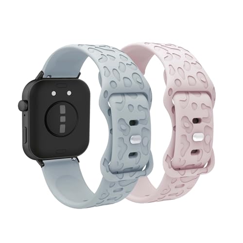 LXURY 2 Stück Silikon Armbänder für Huawei Watch Fit 3 Armband, 20mm Weiches Leoparden Gravierte Sport Ersatzarmbänder Kompatibel mit Huawei Watch Fit 3 Uhrenarmband für Damen und Herren (1) von LXURY