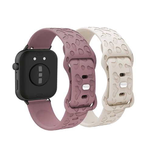 LXURY 2 Stück Silikon Armbänder für Huawei Watch Fit 3 Armband, 20mm Weiches Leoparden Gravierte Sport Ersatzarmbänder Kompatibel mit Huawei Watch Fit 3 Uhrenarmband für Damen und Herren (2) von LXURY