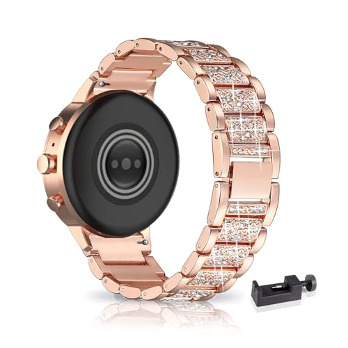 LXURY Bling Metall Armbänder kompatibel mit Fossil Gen 6 Women Hybrid Watch Armband, 18MM Funkelnd Diamant Metall Ersatz Armband (Rosengold) von LXURY