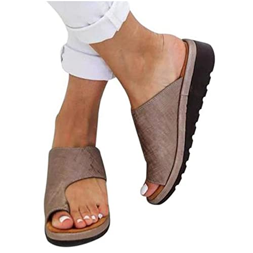 LXURY Damen Orthopädische Sandalen, Hallux Valgus Bunion Rutschfeste Weiche Flip Flops, Big Toe Hallux Valgus Für Die Behandlung, Sommer Strand Reise Hausschuhe,Dark brown,35 von LXURY