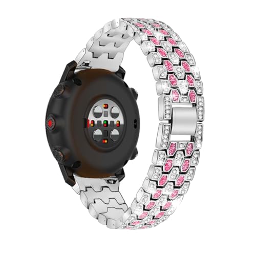 LXURY Edelstahl Armbänder für Polar Vantage V3 Armband Damen, mit Strass Diamanten Glänzendes Metall Verstellbares Ersatzarmband Kompatibel mit Polar Vantage V3 Uhrenarmband (Silber) von LXURY