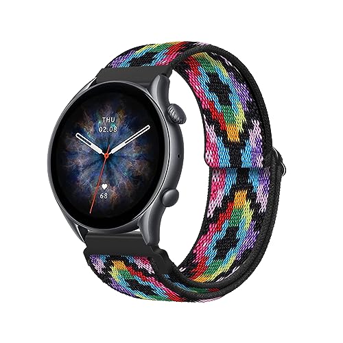 LXURY Elastisch Armband für Amazfit GTR 2/GTR 2e/GTR 47mm Armband, Dehnbar Nylon Stoff Band Herren/Damen Verstellbar Sport Ersatzarmband Kompatibel mit Amazfit GTR 2/GTR 2e/GTR 47mm Uhrenarmband (T) von LXURY