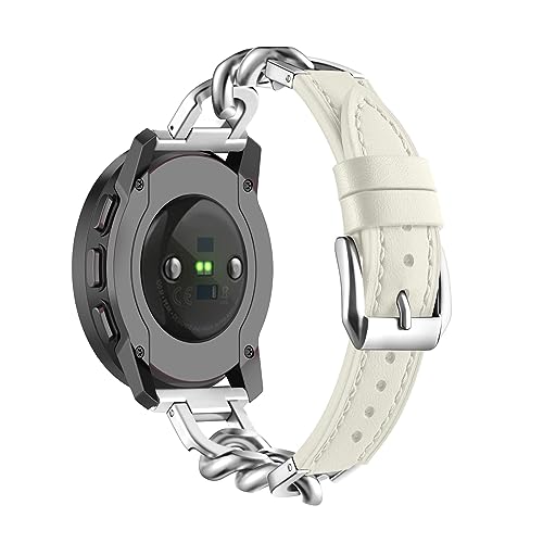 LXURY Lederarmband Mit Metall Ketten für Suunto 9 Peak/9 Peak Pro/5 Peak Armband Damen Suunto 9 Peak/5 Peak Edelstahl Ersatzarmband Kompatibel mit Suunto 9 Peak/9 Peak Pro/5 Peak Uhrenarmband (5) von LXURY