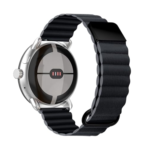 LXURY Magnetische Armbänder für Google Pixel Watch 2/ Pixel Watch Armband, Leder Silikon mit Magnet Schleife Schnalle Ersatzarmband Kompatibel mit Google Pixel Watch 2/ Pixel Watch Uhrenarmband (4) von LXURY