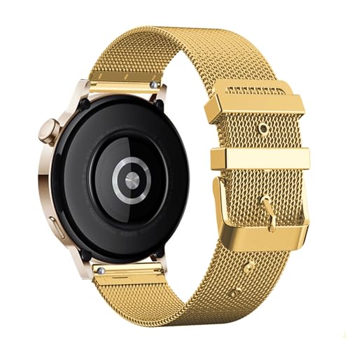 LXURY Metall Armbänder für Huawei Watch GT 3 42mm Armband, Edelstahl Mesh mit Einstellbar Schnalle Ersatzarmband für Damen Herren Kompatibel mit Huawei Watch GT 3 42mm Uhrenarmband (Gold) von LXURY