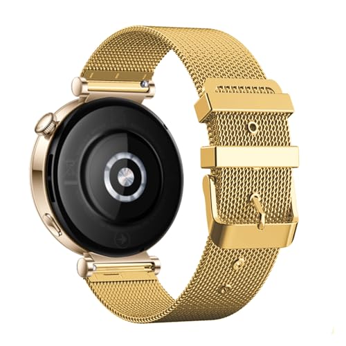 LXURY Metall Armbänder für Huawei Watch GT 4 41mm Armband, 18mm Edelstahl Mesh mit Einstellbar Schnalle Ersatzarmband für Damen Herren Kompatibel mit Huawei Watch GT 4 41mm Uhrenarmband (Gold) von LXURY