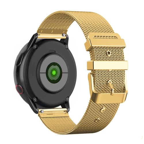 LXURY Metall Armbänder für Samsung Galaxy Watch Active 2 44mm 40mm Armband, Edelstahl Mesh mit Einstellbar Schnalle Ersatzarmband Kompatibel mit Samsung Watch Active 2 44mm 40mm Uhrenarmband (Gold) von LXURY