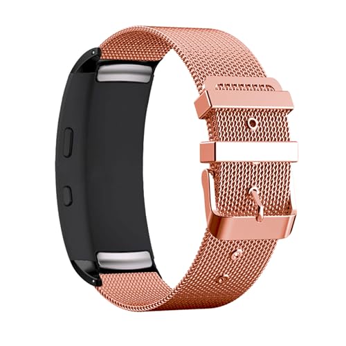 LXURY Metall Armbänder für Samsung Gear Fit 2/Gear Fit 2 Pro Armband, Edelstahl Mesh mit Einstellbar Schnalle Damen Herren Ersatzarmband Kompatibel mit Samsung Gear Fit 2 Uhrenarmband (Rosa) von LXURY
