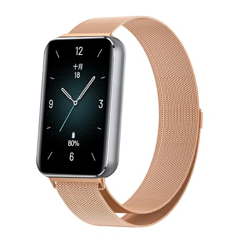 LXURY Metall Edelstahl Armbänder Kompatibel mit Honor Band 9 Armband Magnetisch Einstellbar Mesh Ersatzarmband für Honor Band 9 Uhrenarmband für Damen Herren (5) von LXURY