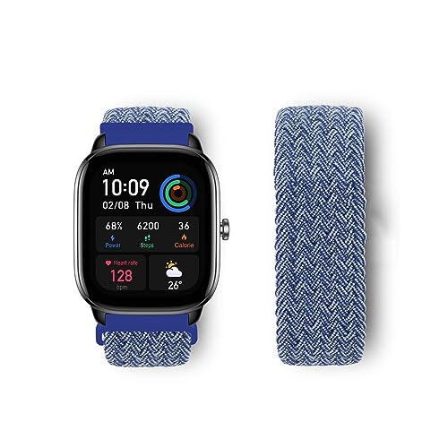 LXURY Nylon Armbänder für Amazfit GTS 4/ GTS 4 Mini Armband Elastisches Geflochtenes Solo Loop Sport Ersatzarmband Kompatibel mit Amazfit GTS 4/ GTS 4 Mini Uhrenarmband für Damen Herren (XS,5) von LXURY