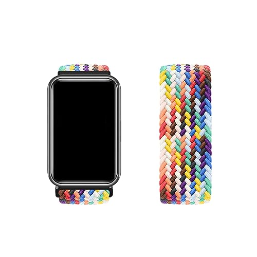 LXURY Nylon Armbänder für Huawei Watch Fit/Fit Elegant/Fit New Armband Elastisches Geflochtenes Solo Loop Sport Ersatzarmband Kompatibel mit Huawei Watch Fit Uhrenarmband für Damen Herren (XS,10) von LXURY