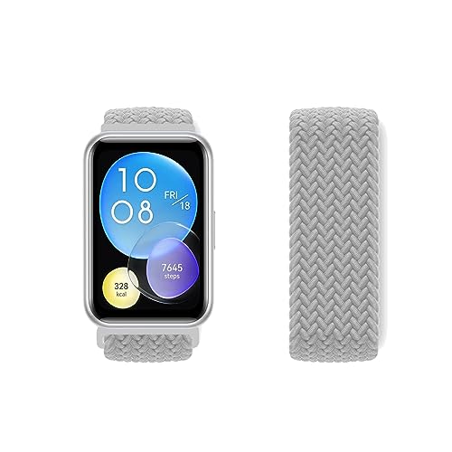 LXURY Nylon Armbänder für Huawei Watch Fit 2 Armband Elastisches Geflochtenes Solo Loop Sport Ersatzarmband Kompatibel mit Huawei Watch Fit 2 Uhrenarmband für Damen Herren (S,8) von LXURY